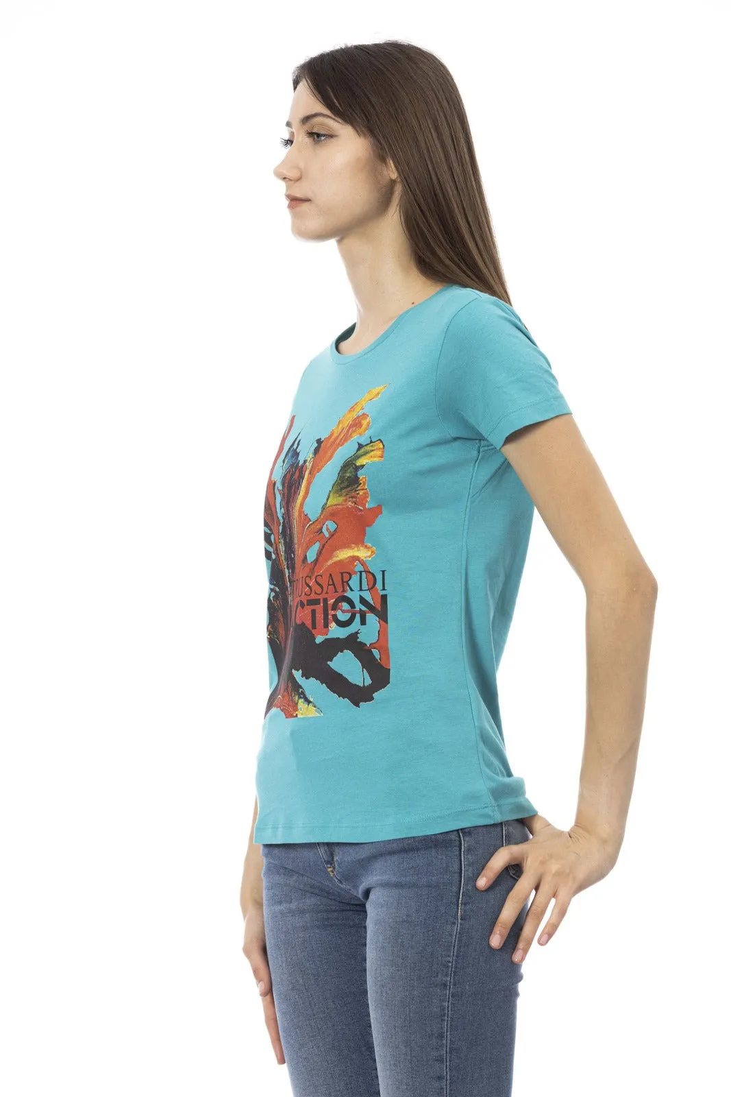 Trussardi Action t-shirt azzurro stampa floreale   