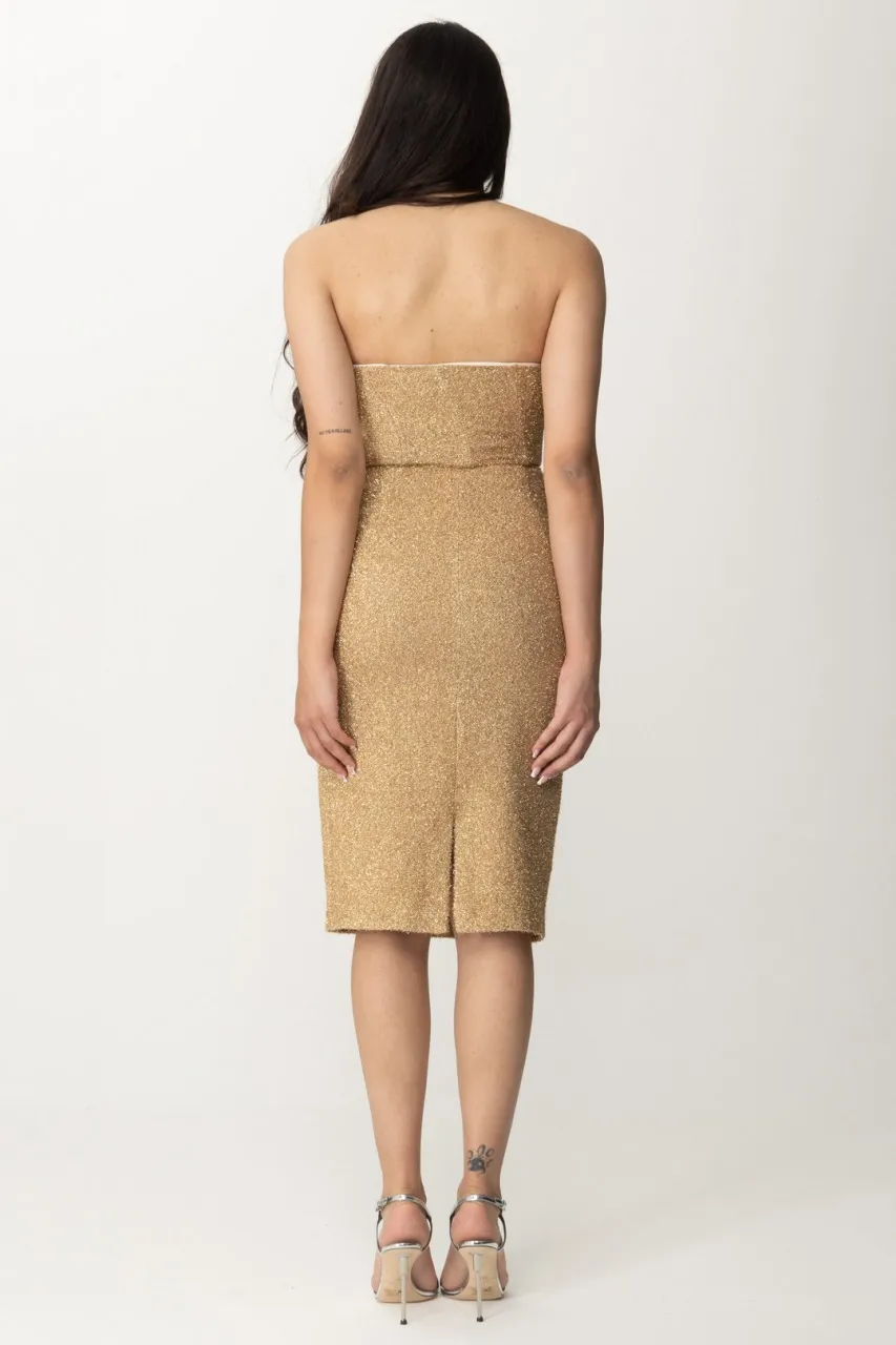 Tubino in tweed lurex con scollo cuore Oro