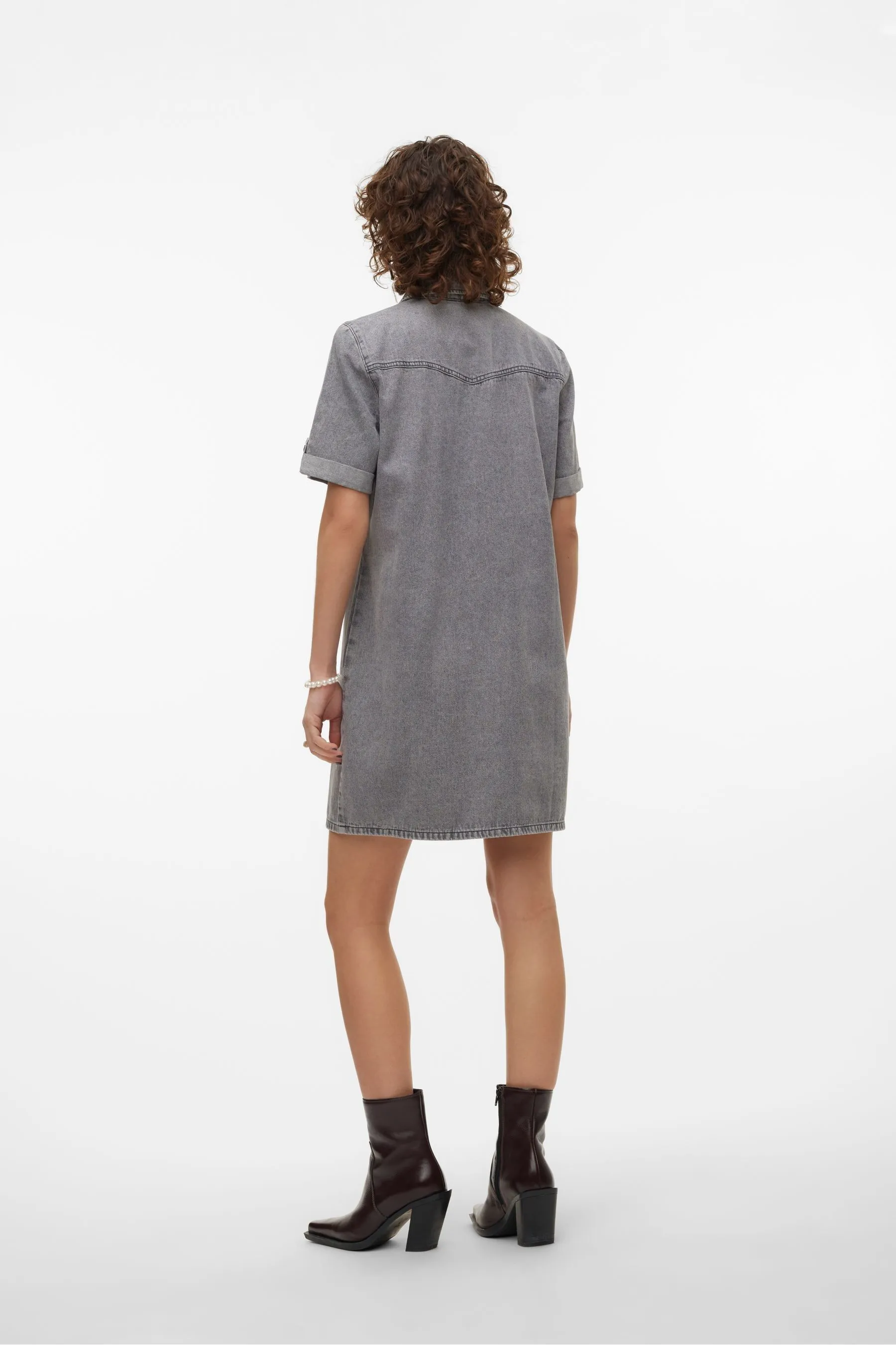 VERO MODA - Abito chemisier Denim Manica corta multitasche
