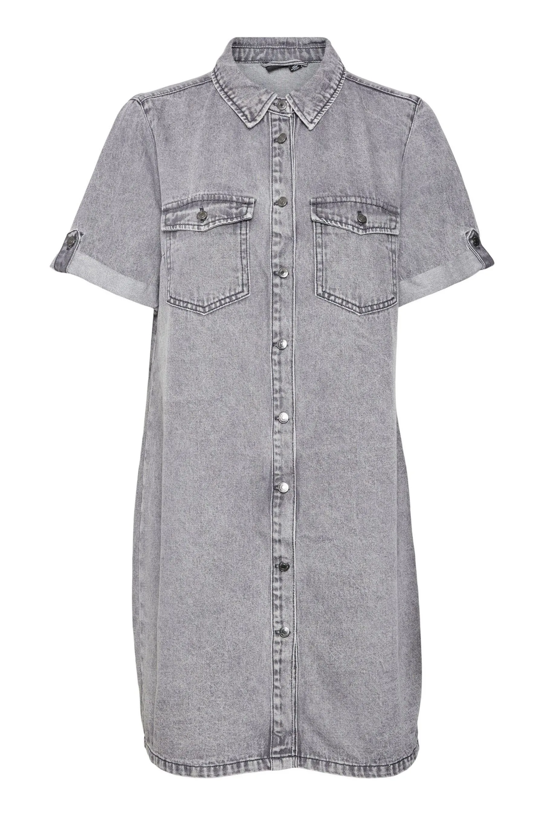 VERO MODA - Abito chemisier Denim Manica corta multitasche