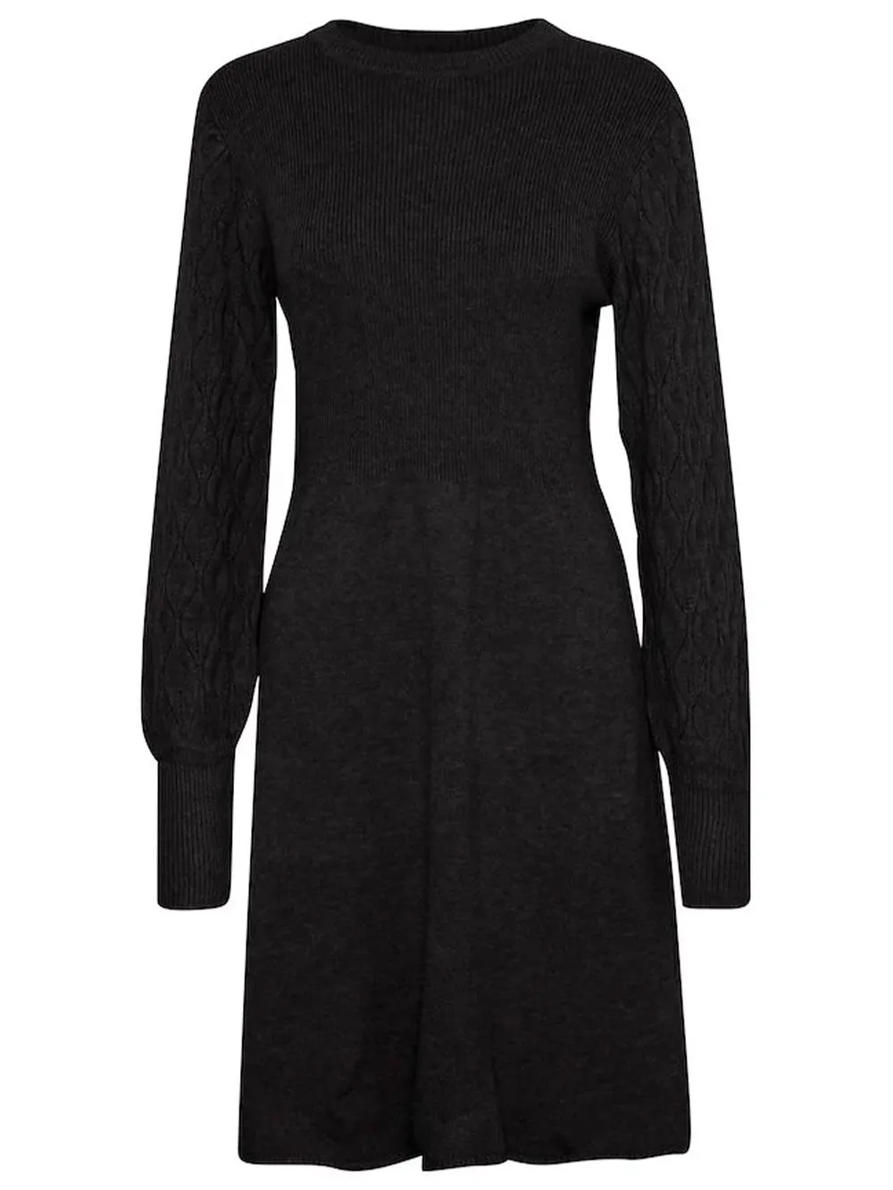 Vestito maniche lunghe Donna in misto viscosa Nero