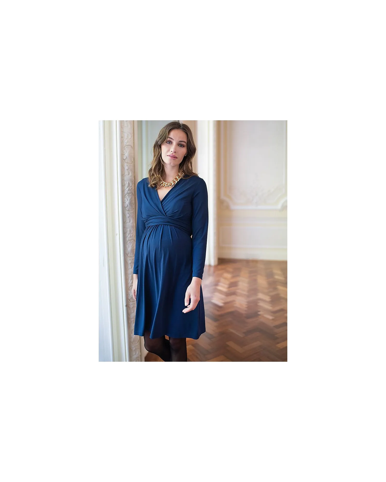 Vestito Premaman Incrociato Emilee Scollo a V - Navy - Viscosa