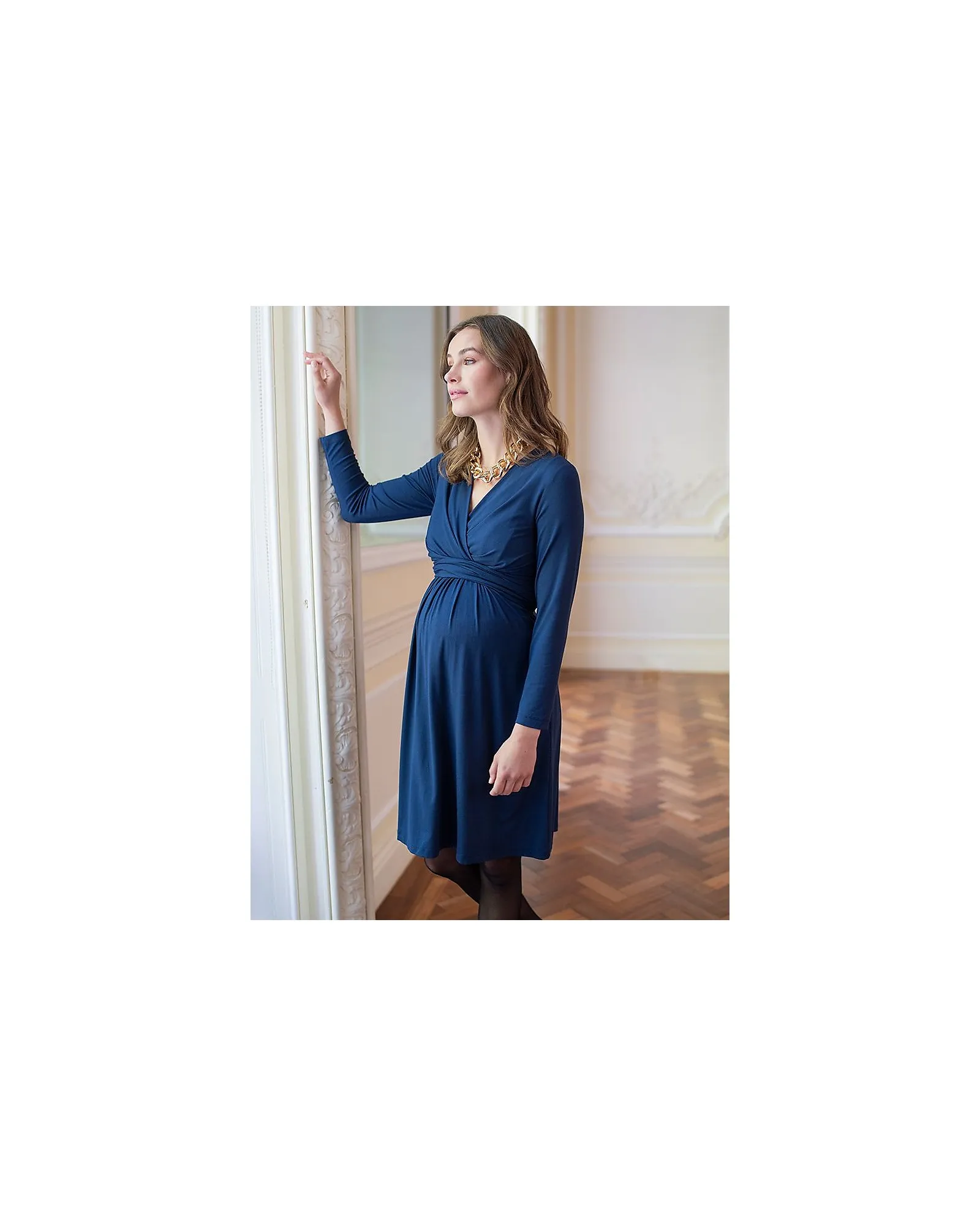 Vestito Premaman Incrociato Emilee Scollo a V - Navy - Viscosa
