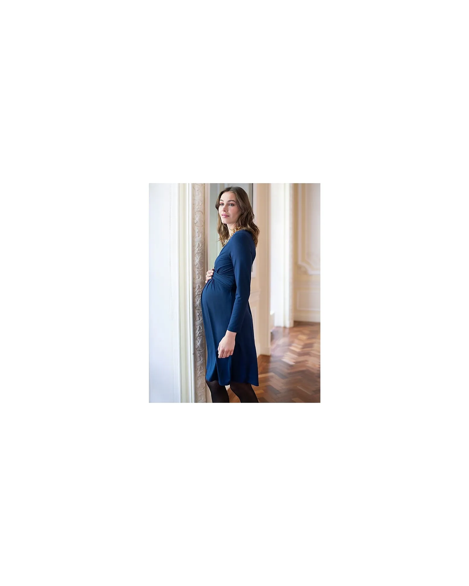 Vestito Premaman Incrociato Emilee Scollo a V - Navy - Viscosa