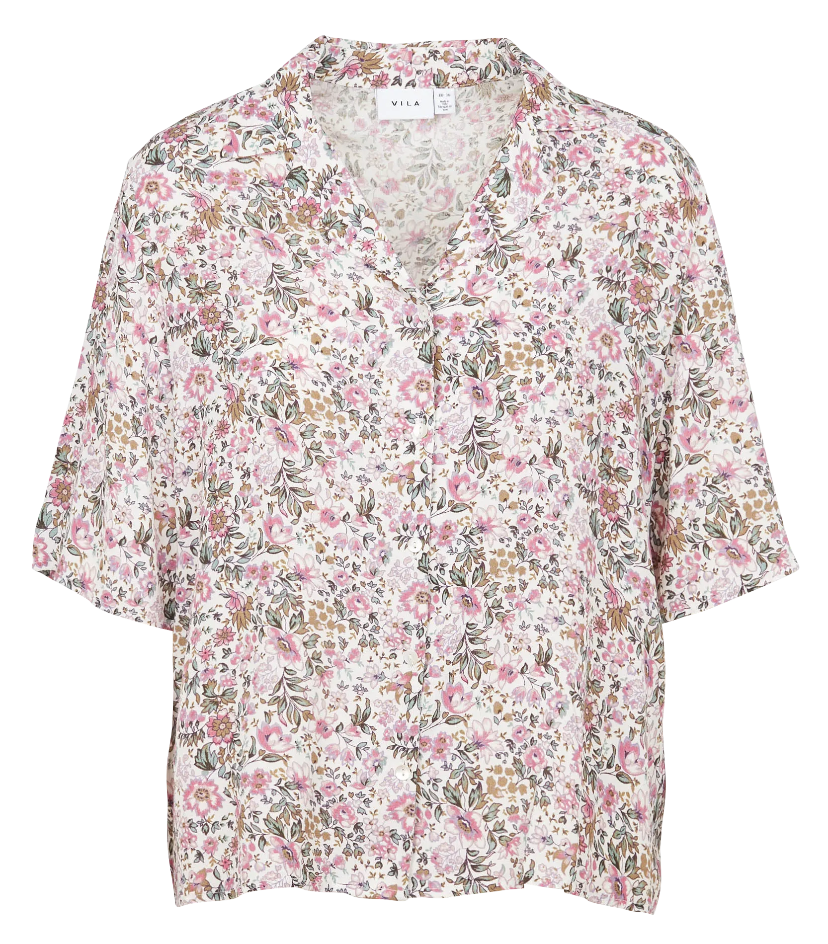  VILA   Camicia collo classico con stampa floreale | Bianco