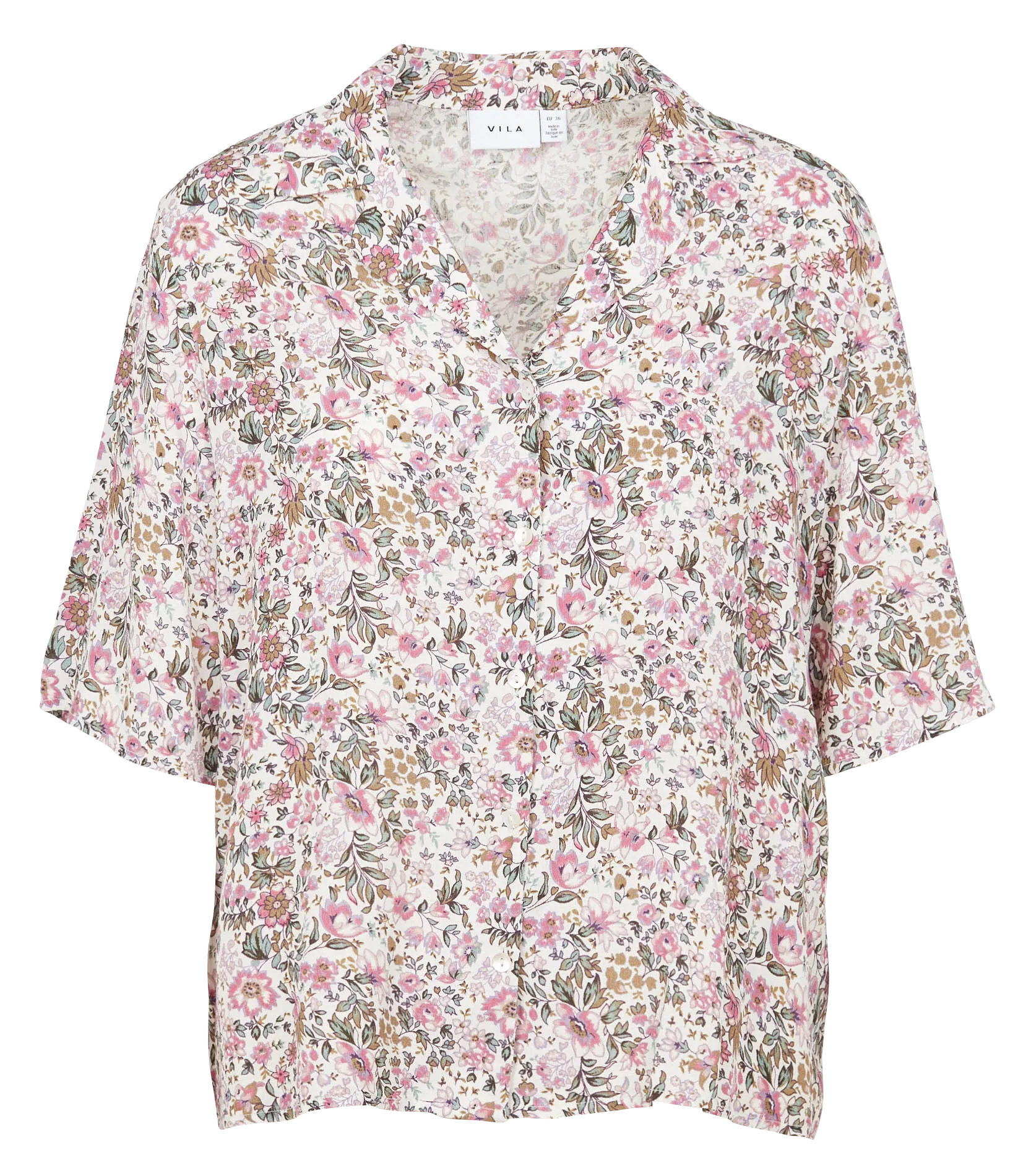  VILA   Camicia collo classico con stampa floreale | Bianco
