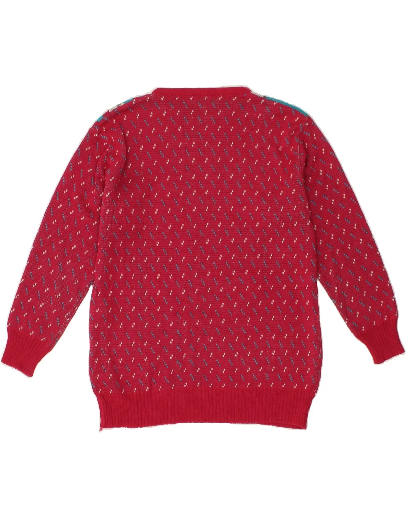 VINTAGE Womens Abstract Pattern Crew Neck Jumper Sweater UK 14 Medium Pink