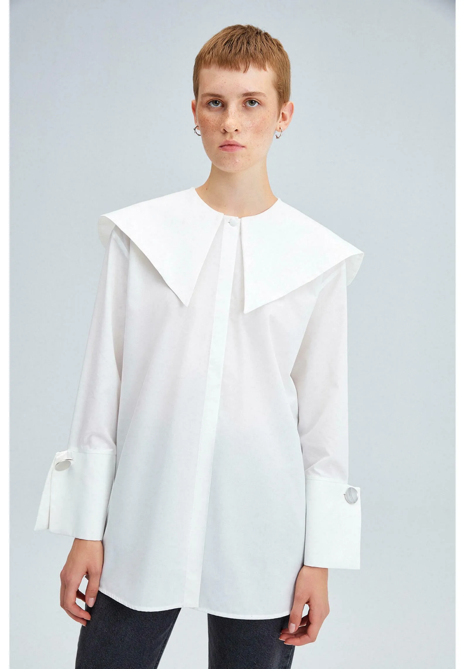 WIDE NECK POPLIN   - Camicia