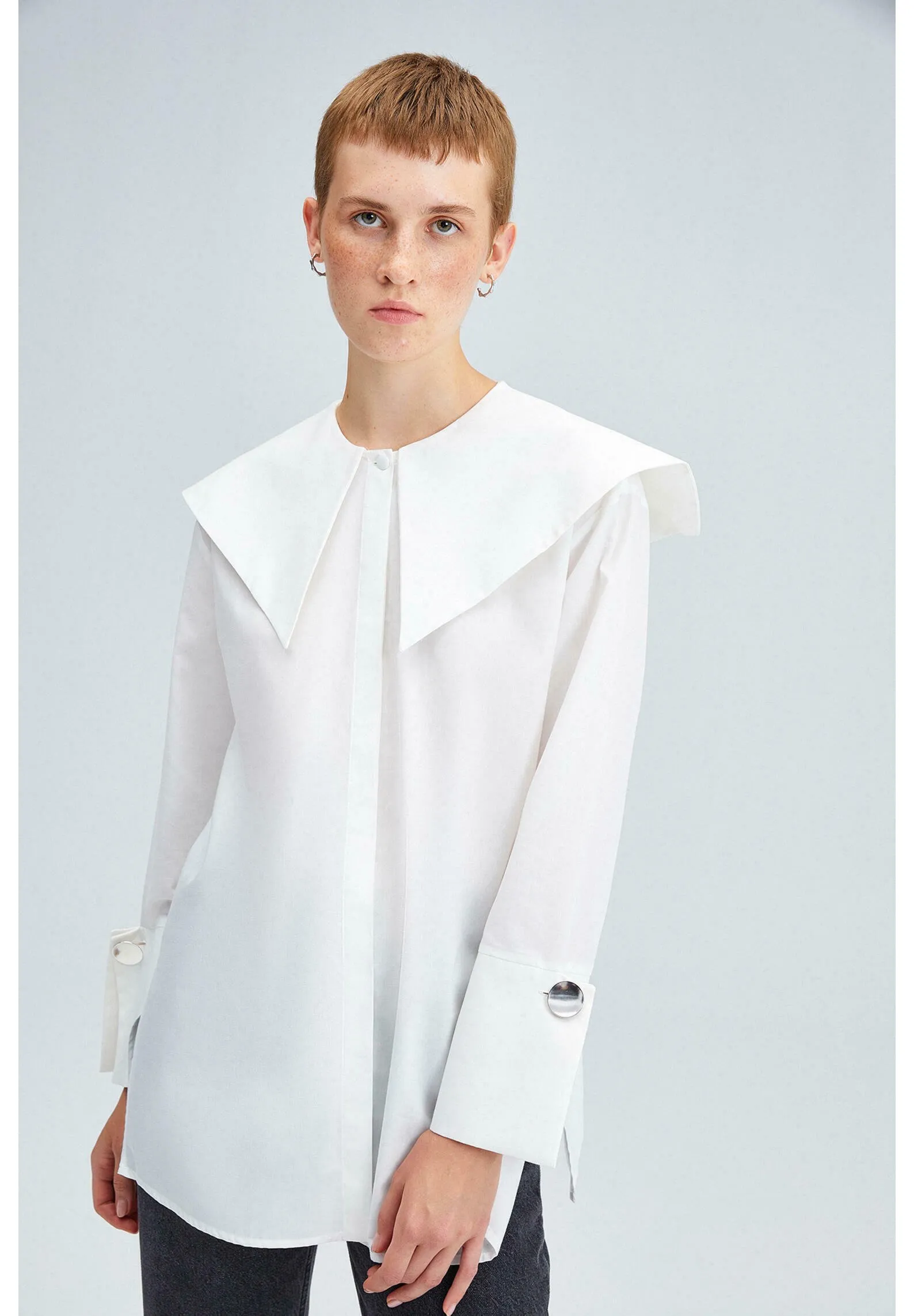 WIDE NECK POPLIN   - Camicia
