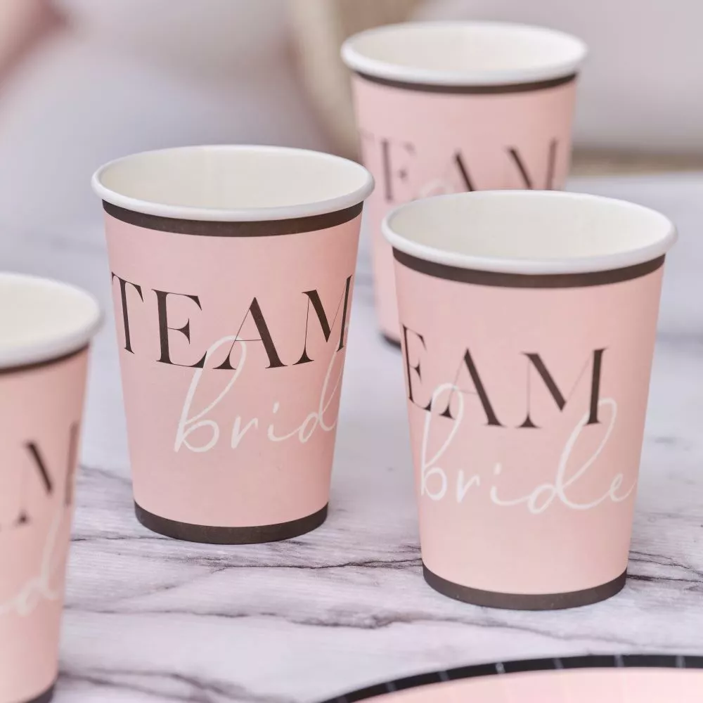 XX bicchieri in carta Team Bride Rosa-Nero XXml