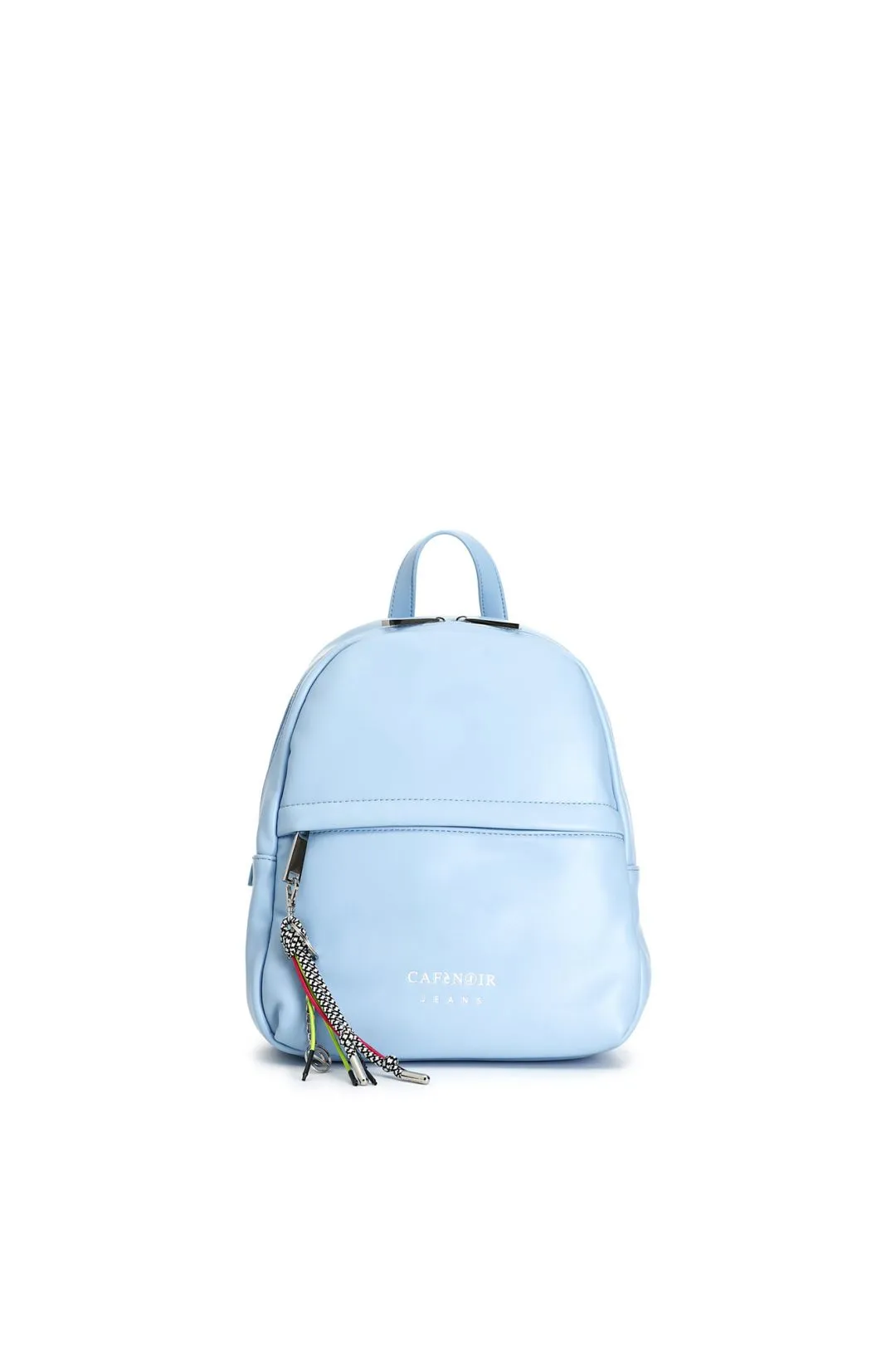 zaino con logo ricamato e portachiavi personalizzato celeste